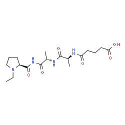 ChemSpider 2D Image | N-(4-Carboxybutanoyl)-L-alanyl-N-{[(2S)-1-ethyl-2-pyrrolidinyl]carbonyl}-L-alaninamide | C18H30N4O6