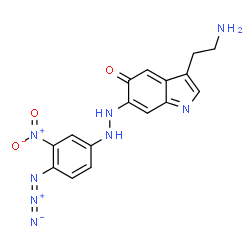 ChemSpider 2D Image | 3-(2-Aminoethyl)-6-[2-(4-azido-3-nitrophenyl)hydrazino]-5H-indol-5-one | C16H14N8O3