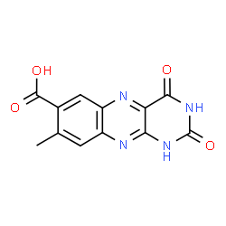 ChemSpider 2D Image | 8-Methyl-2,4-dioxo-1,2,3,4-tetrahydrobenzo[g]pteridine-7-carboxylic acid | C12H8N4O4