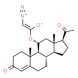ChemSpider 2D Image | (E)-2-Diazonio-1-{[(11alpha)-3,20-dioxopregn-4-en-11-yl]oxy}ethenolate | C23H30N2O4