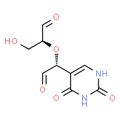ChemSpider 2D Image | (2S)-2-[(1R)-1-(2,4-Dioxo-1,2,3,4-tetrahydro-5-pyrimidinyl)-2-oxoethoxy]-3-hydroxypropanal | C9H10N2O6