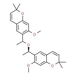 ChemSpider 2D Image | 7-Methoxy-6-{(1R)-1-[1-(7-methoxy-2,2-dimethyl-2H-chromen-6-yl)ethoxy]ethyl}-2,2-dimethyl-2H-chromene | C28H34O5