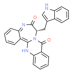 ChemSpider 2D Image | (7S)-7-(1H-Indol-3-ylmethyl)quinazolino[3,2-d][1,4]benzodiazepine-6,9(7H,14H)-dione | C25H18N4O2
