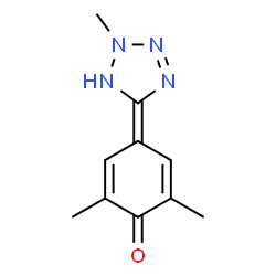 ChemSpider 2D Image | 2,6-Dimethyl-4-(2-methyl-1,2-dihydro-5H-tetrazol-5-ylidene)-2,5-cyclohexadien-1-one | C10H12N4O