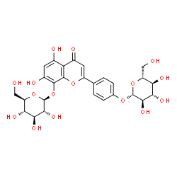 ChemSpider 2D Image | 4-[8-(beta-D-Glucopyranosyloxy)-5,7-dihydroxy-4-oxo-4H-chromen-2-yl]phenyl beta-D-glucopyranoside | C27H30O16