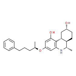 ChemSpider 2D Image | (6S,6aR,9R,10aR)-6-methyl-3-[(5-phenylpentan-2-yl)oxy]-5,6,6a,7,8,9,10,10a-octahydrophenanthridine-1,9-diol | C25H33NO3