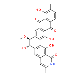ChemSpider 2D Image | (6S,7S)-6,10,15,16-Tetrahydroxy-7-methoxy-3,11-dimethyl-6,7-dihydrotetraceno[2,1-g]isoquinoline-1,9,14(2H)-trione | C28H21NO8