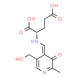 ChemSpider 2D Image | N-{(E)-[5-(Hydroxymethyl)-2-methyl-3-oxo-4(3H)-pyridinylidene]methyl}-L-glutamic acid | C13H16N2O6