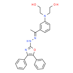 ChemSpider 2D Image | Ethanone, 1-(3-(bis(2-hydroxyethyl)amino)phenyl)-, (4,5-diphenyl-2-oxazolyl)hydrazone | C27H28N4O3