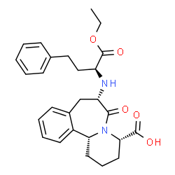 ChemSpider 2D Image | (4S,7S,12bR)-7-{[(2S)-1-Ethoxy-1-oxo-4-phenyl-2-butanyl]amino}-6-oxo-1,2,3,4,6,7,8,12b-octahydropyrido[2,1-a][2]benzazepine-4-carboxylic acid | C27H32N2O5