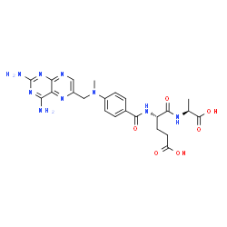 ChemSpider 2D Image | N-(4-{[(2,4-Diamino-6-pteridinyl)methyl](methyl)amino}benzoyl)-L-alpha-glutamyl-L-alanine | C23H27N9O6