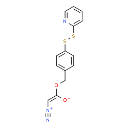 ChemSpider 2D Image | (E)-2-Diazonio-1-{[4-(2-pyridinyldisulfanyl)benzyl]oxy}ethenolate | C14H11N3O2S2