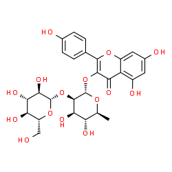 ChemSpider 2D Image | 5,7-Dihydroxy-2-(4-hydroxyphenyl)-4-oxo-4H-chromen-3-yl 6-deoxy-2-O-beta-D-glucopyranosyl-alpha-L-mannopyranoside | C27H30O15