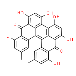 ChemSpider 2D Image | 1,3,4,6,8,15-Hexahydroxy-10,13-dimethyldibenzo[a,o]perylene-7,16-dione | C30H18O8