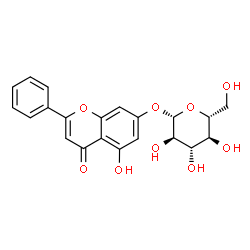 ChemSpider 2D Image | 5-Hydroxy-4-oxo-2-phenyl-4H-chromen-7-yl beta-D-glucopyranoside | C21H20O9