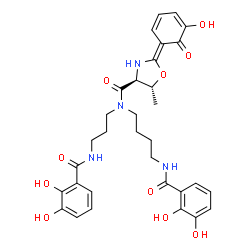 ChemSpider 2D Image | (2Z,4S,5R)-N-{4-[(2,3-Dihydroxybenzoyl)amino]butyl}-N-{3-[(2,3-dihydroxybenzoyl)amino]propyl}-2-(5-hydroxy-6-oxo-2,4-cyclohexadien-1-ylidene)-5-methyl-1,3-oxazolidine-4-carboxamide | C32H36N4O10