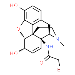 ChemSpider 2D Image | 2-Bromo-N-[(5alpha,6alpha)-3,6-dihydroxy-17-methyl-7,8-didehydro-4,5-epoxymorphinan-14-yl]acetamide | C19H21BrN2O4