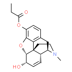 ChemSpider 2D Image | (5alpha,6alpha)-6-Hydroxy-17-methyl-7,8-didehydro-4,5-epoxymorphinan-3-yl propionate | C20H23NO4