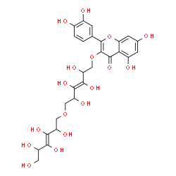 ChemSpider 2D Image | 2-(3,4-Dihydroxyphenyl)-5,7-dihydroxy-3-{[(3E)-2,3,4,5-tetrahydroxy-6-{[(3E)-2,3,4,5,6-pentahydroxy-3-hexen-1-yl]oxy}-3-hexen-1-yl]oxy}-4H-chromen-4-one | C27H30O17