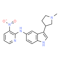 ChemSpider 2D Image | 3-(1-Methyl-3-pyrrolidinyl)-N-(3-nitro-2-pyridinyl)-1H-indol-5-amine | C18H19N5O2