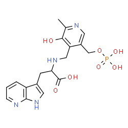 ChemSpider 2D Image | N-({3-Hydroxy-2-methyl-5-[(phosphonooxy)methyl]-4-pyridinyl}methyl)-3-(1H-pyrrolo[2,3-b]pyridin-3-yl)alanine | C18H21N4O7P