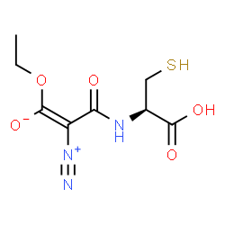 ChemSpider 2D Image | (1E)-3-{[(1R)-1-Carboxy-2-sulfanylethyl]amino}-2-diazonio-1-ethoxy-3-oxo-1-propen-1-olate | C8H11N3O5S