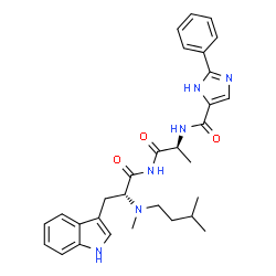 ChemSpider 2D Image | Nalpha-Methyl-Nalpha-(3-methylbutyl)-N-[(2S)-2-{[(2-phenyl-1H-imidazol-5-yl)carbonyl]amino}propanoyl]-D-tryptophanamide | C30H36N6O3