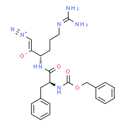 ChemSpider 2D Image | (1Z,3S)-3-({N-[(Benzyloxy)carbonyl]-L-phenylalanyl}amino)-6-[(diaminomethylene)amino]-1-diazonio-1-hexen-2-olate | C24H29N7O4