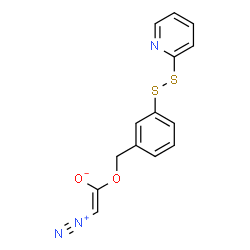 ChemSpider 2D Image | (E)-2-Diazonio-1-{[3-(2-pyridinyldisulfanyl)benzyl]oxy}ethenolate | C14H11N3O2S2