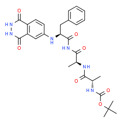ChemSpider 2D Image | N-{[(2-Methyl-2-propanyl)oxy]carbonyl}-L-alanyl-N-{(2S)-2-[(1,4-dioxo-1,2,3,4-tetrahydro-6-phthalazinyl)amino]-3-phenylpropanoyl}-L-alaninamide | C28H34N6O7