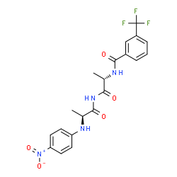 ChemSpider 2D Image | N-[(2S)-1-({(2S)-2-[(4-Nitrophenyl)amino]propanoyl}amino)-1-oxo-2-propanyl]-3-(trifluoromethyl)benzamide | C20H19F3N4O5