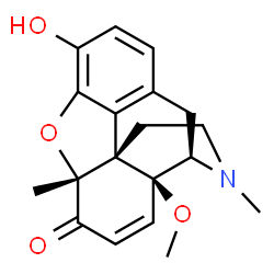 ChemSpider 2D Image | (5alpha)-3-Hydroxy-14-methoxy-5,17-dimethyl-7,8-didehydro-4,5-epoxymorphinan-6-one | C19H21NO4