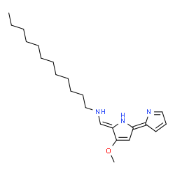 ChemSpider 2D Image | N-{(Z)-[(5Z)-3-Methoxy-5-(2H-pyrrol-2-ylidene)-1,5-dihydro-2H-pyrrol-2-ylidene]methyl}-1-dodecanamine | C22H35N3O