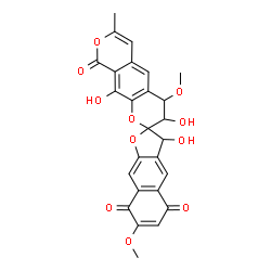 ChemSpider 2D Image | 3,3',10'-Trihydroxy-4',7-dimethoxy-7'-methyl-3H,3'H-spiro[naphtho[2,3-b]furan-2,2'-pyrano[4,3-g]chromene]-5,8,9'(4'H)-trione | C26H20O11
