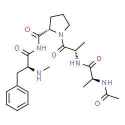 ChemSpider 2D Image | N-Acetyl-L-alanyl-L-alanyl-N-[(2S)-2-(methylamino)-3-phenylpropanoyl]-L-prolinamide | C23H33N5O5