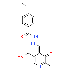 ChemSpider 2D Image | N'-{(E)-[5-(Hydroxymethyl)-2-methyl-3-oxo-4(3H)-pyridinylidene]methyl}-4-methoxybenzohydrazide | C16H17N3O4