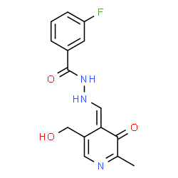 ChemSpider 2D Image | 3-Fluoro-N'-{(E)-[5-(hydroxymethyl)-2-methyl-3-oxo-4(3H)-pyridinylidene]methyl}benzohydrazide | C15H14FN3O3