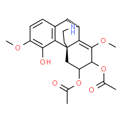 ChemSpider 2D Image | (9alpha,13alpha)-4-Hydroxy-3,8-dimethoxy-8,14-didehydromorphinan-6,7-diyl diacetate | C22H27NO7