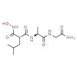 ChemSpider 2D Image | N-[(2r)-2-(Hydroxycarbamoyl)-4-Methylpentanoyl]-L-Alanylglycinamide | C12H22N4O5