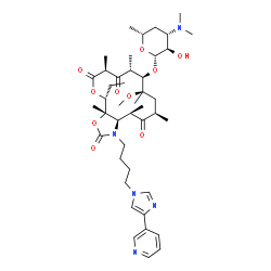ChemSpider 2D Image | (3aS,4R,7S,9R,10R,11R,13R,15R,15aR)-4-Ethyl-11-methoxy-3a,7,9,11,13,15-hexamethyl-2,6,8,14-tetraoxo-1-{4-[4-(3-pyridinyl)-1H-imidazol-1-yl]butyl}tetradecahydro-2H-oxacyclotetradecino[4,3-d][1,3]oxazol
-10-yl 3,4,6-trideoxy-3-(dimethylamino)-beta-D-xylo-hexopyranoside | C43H65N5O10
