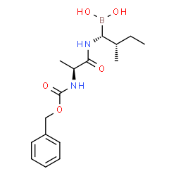 ChemSpider 2D Image | N~2~-[(Benzyloxy)carbonyl]-N-[(1R,2S)-1-(dihydroxyboryl)-2-methylbutyl]-L-alaninamide | C16H25BN2O5