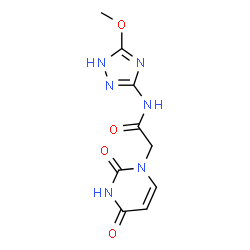 ChemSpider 2D Image | 2-(2,4-Dioxo-3,4-dihydro-1(2H)-pyrimidinyl)-N-(5-methoxy-1H-1,2,4-triazol-3-yl)acetamide | C9H10N6O4