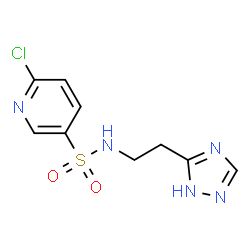 ChemSpider 2D Image | 6-Chloro-N-[2-(1H-1,2,4-triazol-5-yl)ethyl]-3-pyridinesulfonamide | C9H10ClN5O2S