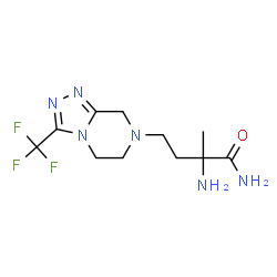 ChemSpider 2D Image | 4-[3-(Trifluoromethyl)-5,6-dihydro[1,2,4]triazolo[4,3-a]pyrazin-7(8H)-yl]isovalinamide | C11H17F3N6O