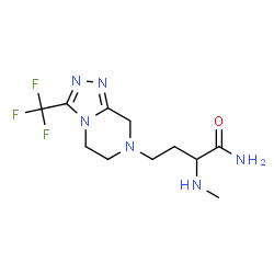 ChemSpider 2D Image | 2-(Methylamino)-4-[3-(trifluoromethyl)-5,6-dihydro[1,2,4]triazolo[4,3-a]pyrazin-7(8H)-yl]butanamide | C11H17F3N6O