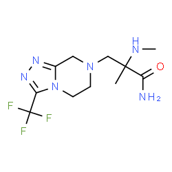 ChemSpider 2D Image | 2-Methyl-2-(methylamino)-3-[3-(trifluoromethyl)-5,6-dihydro[1,2,4]triazolo[4,3-a]pyrazin-7(8H)-yl]propanamide | C11H17F3N6O