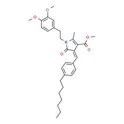ChemSpider 2D Image | Methyl (4Z)-1-[2-(3,4-dimethoxyphenyl)ethyl]-4-(4-heptylbenzylidene)-2-methyl-5-oxo-4,5-dihydro-1H-pyrrole-3-carboxylate | C31H39NO5