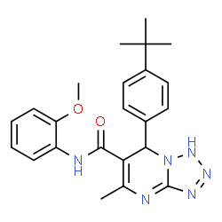 ChemSpider 2D Image | 7-(4-tert-Butylphenyl)-N-(2-methoxyphenyl)-5-methyl-4,7-dihydrotetrazolo[1,5-a]pyrimidine-6-carboxamide | C23H26N6O2