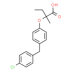 ChemSpider 2D Image | 2-[4-(4-Chlorobenzyl)phenoxy]-2-methylbutanoic acid | C18H19ClO3