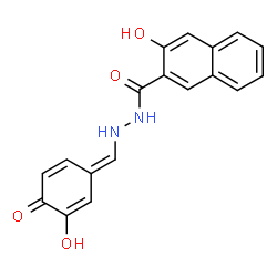 ChemSpider 2D Image | 3-Hydroxy-N'-[(E)-(3-hydroxy-4-oxo-2,5-cyclohexadien-1-ylidene)methyl]-2-naphthohydrazide | C18H14N2O4